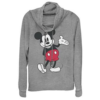 Disney's Mickey Mouse Juniors' Candid Portrait Cowlneck Graphic Lightweight Long Sleeve