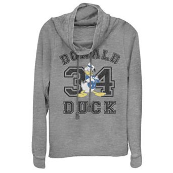 Disney's Donald Duck Juniors' Varsity Text #34 Cowlneck Graphic Lightweight Long Sleeve