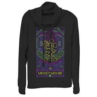 Disney's Mickey Mouse Juniors' Fun For Everyone Cowlneck Graphic Lightweight Long Sleeve