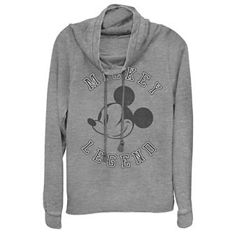 Disney's Mickey Mouse Juniors' 1928 Varsity Letters Cowlneck Graphic Lightweight Long Sleeve