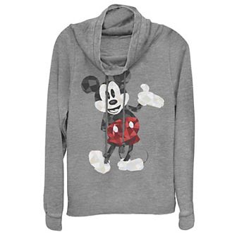 Disney's Mickey Mouse Juniors' Poly Portrait Cowlneck Graphic Lightweight Long Sleeve
