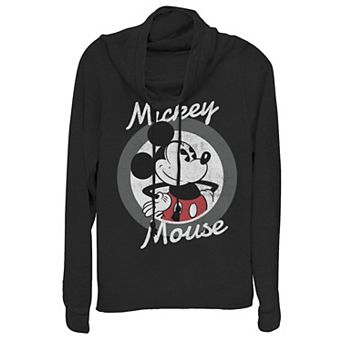 Disney's Mickey Mouse Juniors' Waving Portrait Cowlneck Graphic Lightweight Long Sleeve