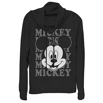 Disney's Mickey Mouse Juniors' Name Stack Cowlneck Graphic Lightweight Long Sleeve