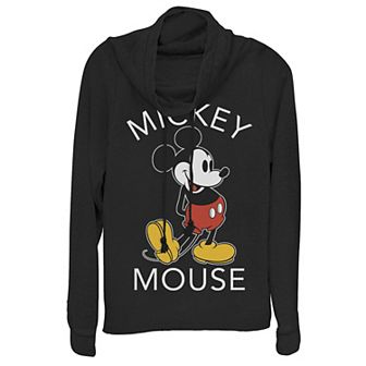 Disney's Mickey Mouse Juniors' Classic Portrait Cowlneck Graphic Lightweight Long Sleeve