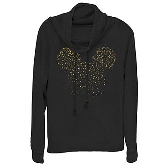 Disney's Minnie Mouse Juniors' New Year's Confetti Cowlneck Graphic Lightweight Long Sleeve