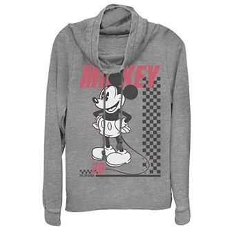 Disney's Mickey Mouse Juniors' Finish Line #28 Cowlneck Graphic Lightweight Long Sleeve