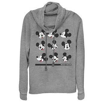 Disney's Mickey Mouse Juniors' Different Face Cowlneck Graphic Lightweight Long Sleeve