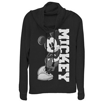 Disney's Mickey Mouse Juniors' Leaning on Cowlneck Graphic Lightweight Long Sleeve