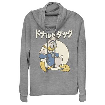 Disney's Donald Duck Kanji Juniors' Cowlneck Graphic Lightweight Long Sleeve