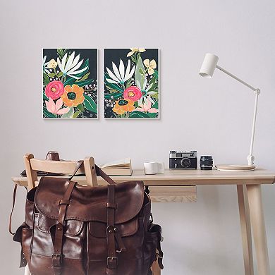 Stupell Home Decor Abstract Tropical Florals Framed Wall Art 2-piece Set