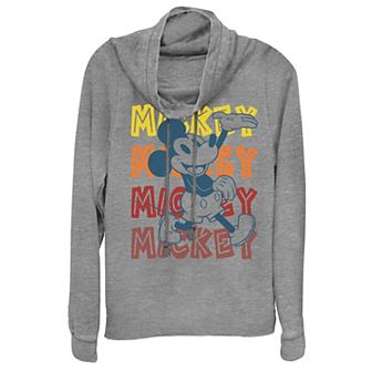 Disney Mickey Mouse Juniors' Cowlneck Graphic Lightweight Long Sleeve