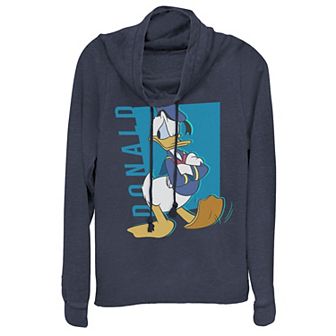 Disney Donald Duck Juniors' Cowlneck Graphic Lightweight Long Sleeve