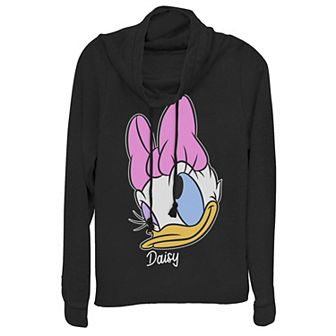 Disney Daisy Duck Juniors' Cowlneck Graphic Lightweight Long Sleeve