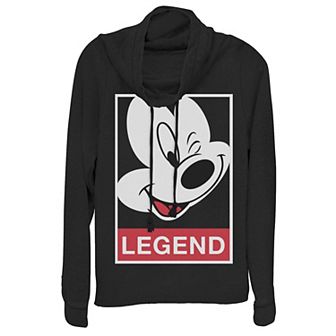 Disney's Mickey Mouse "Legend" Juniors' Cowlneck Graphic Lightweight Long Sleeve