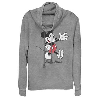 Disney Mickey Mouse Juniors' Cowlneck Graphic Lightweight Long Sleeve