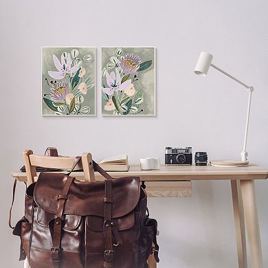 Stupell Home Decor Abstract Purple Floral Framed Wall Art 2-piece Set