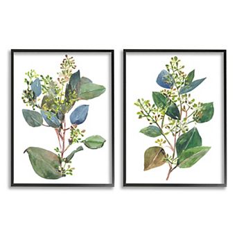 Stupell Home Decor Soft Eucalyptus Framed Wall Art 2 pc Set