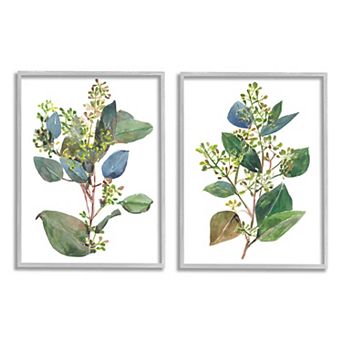 Stupell Home Decor Soft Eucalyptus Leaves Framed Wall Decor 2 pc Set