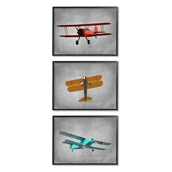 Stupell Home Decor Vintage Inspired Airplanes Framed Wall Art 3 pc Set