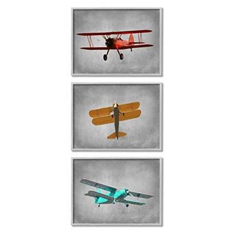 Stupell Home Decor Airplanes Framed Wall Art 3 pc Set