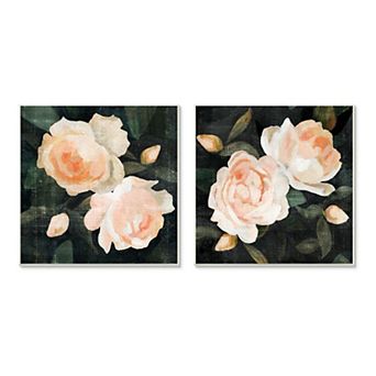 Stupell Home Decor Soft Pink Rose Garden Plaque Wall Art 2 pc Set