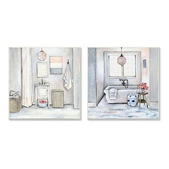Stupell Home Decor Bathroom Interior Cottage Plaque Wall Art 2 pc Set