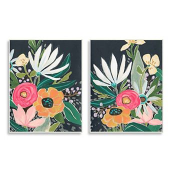 Stupell Home Decor Abstract Tropical Florals Plaque Wall Art 2 pc Set