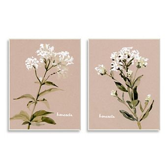 Stupell Home Decor Bonesets Flower Plaque Wall Art 2 pc Set
