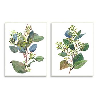 Stupell Home Decor Soft Eucalyptus Plant Plaque Wall Art 2 pc Set