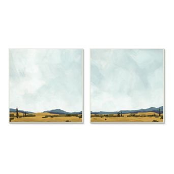 Stupell Home Decor Mountain Meadow Landscape Plaque Wall Art 2 pc Set