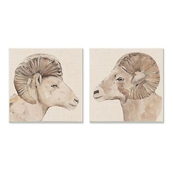 Stupell Home Decor Big Horn Ram Portraits Plaque Wall Art 2 pc Set