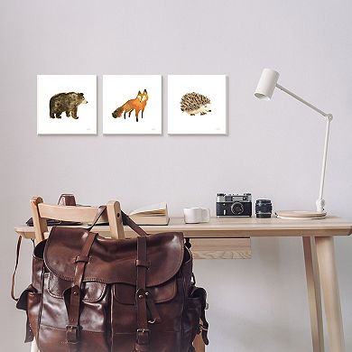 Stupell Home Decor Whimsical Forest Animal Watercolor Framed Wall Art 3-piece Set