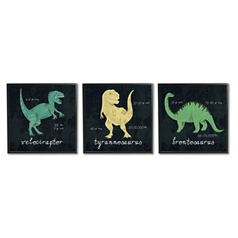Stupell Home Decor Dinosaur Facts Framed Wall Art 3 pc Set
