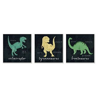 Stupell Home Decor Dinosaur Facts Plaque Wall Art 3 pc Set
