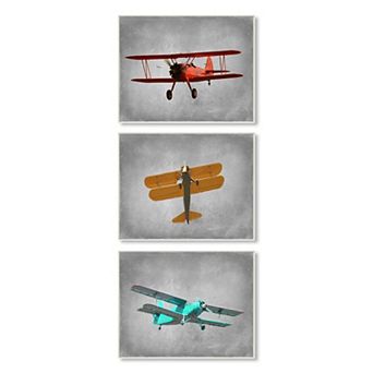 Stupell Home Decor Vintage Inspired Airplanes Plaque Wall Art 3 pc Set