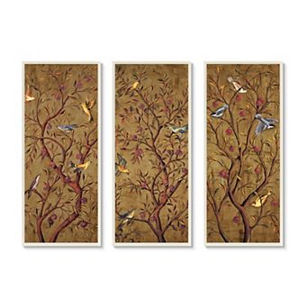 Stupell Home Decor Regal Plum Tree Birds Plaque Wall Art 3 pc Set