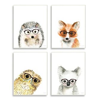 Stupell Home Decor Adorable Forest Animals Plaque Wall Art 4 pc Set