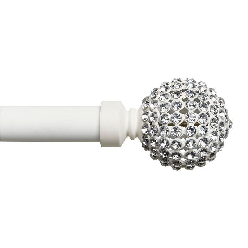 Exclusive Home Curtains Anastasia Curtain Rod and Finial Set  Adjustable 36 -72   White