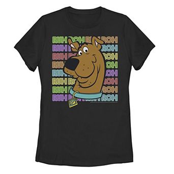 Juniors' Scooby-Doo Ruh-Roh Neon Text Tee