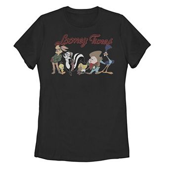 Juniors' Looney Tunes Group Shot Retro Graphic Tee