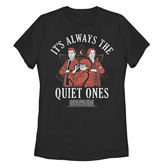 Juniors' Scooby-Doo Scoobynatural "It's Always The Quiet Ones" Graphic Tee
