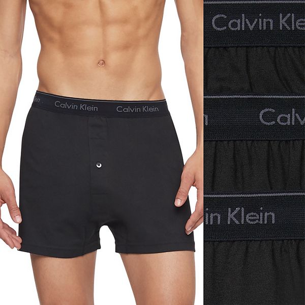 Calvin Klein Men's Cotton Classics Knit Boxer -3 Pack, Black, Small