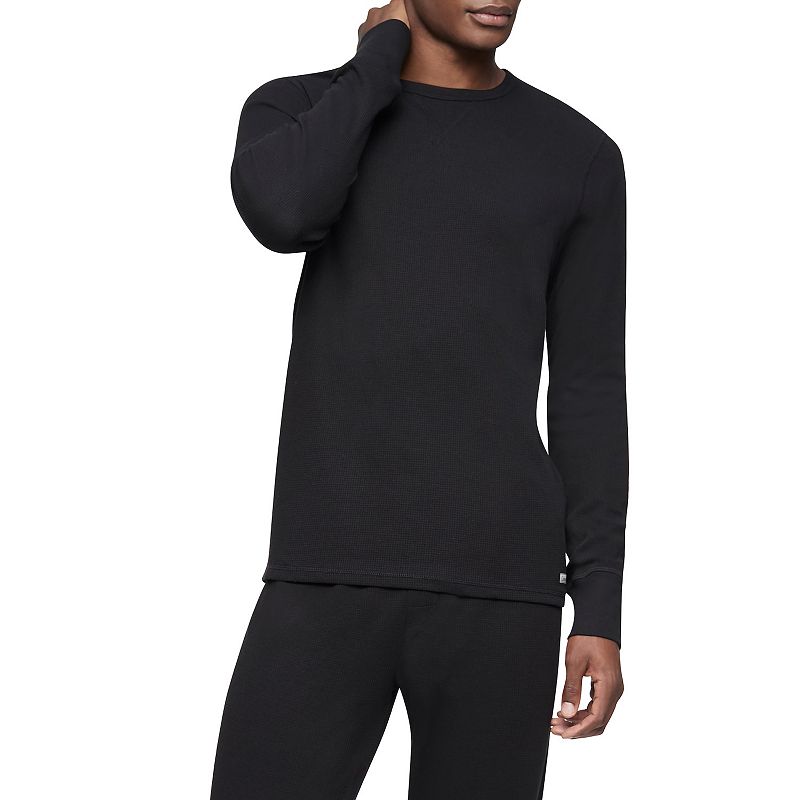 Mens Calvin Klein Modern-Fit Thermal Crewneck Top, Size: XS, Black