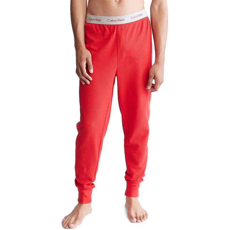 Mens Calvin Klein Thermal Logo Waistband Jogger Pants, Size: XL, Red