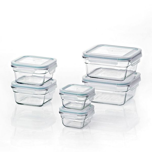 Zulay Kitchen Snap Lock Glass Food Containers - Gray - 1405