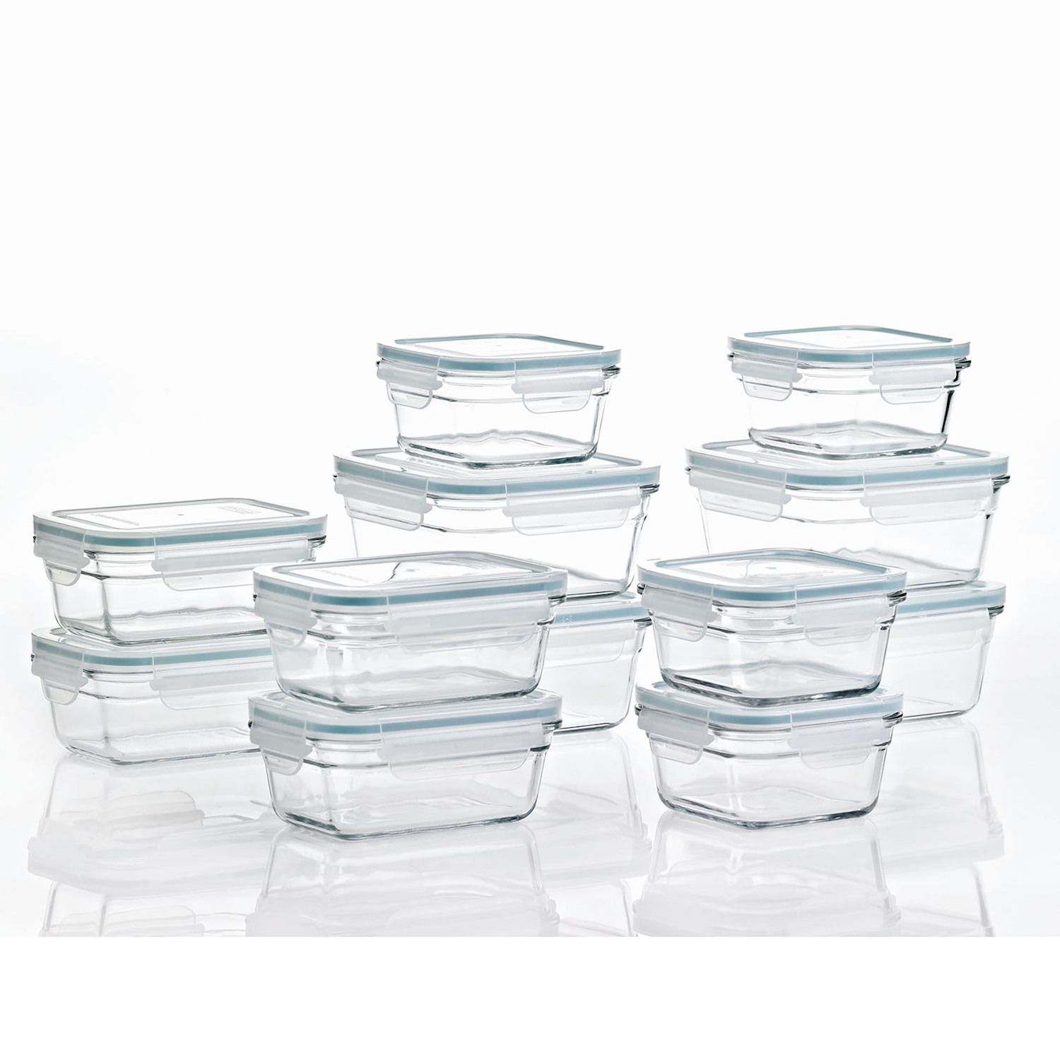 Glasslock Duo 5 Piece Clear Glass Microwave Safe Divided Food Storage Containers