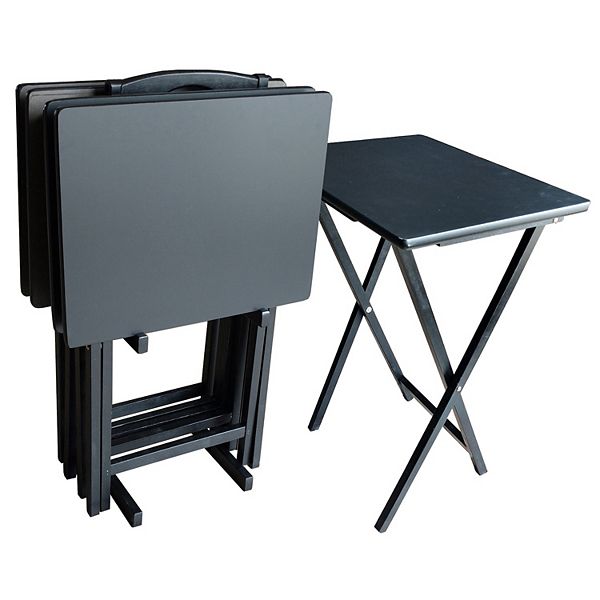 TV Tray Wood Black - Plastic Dev Group