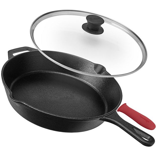 Pre-Seasoned Cast Iron Skillet (12-Inch) with Glass Lid and Handle