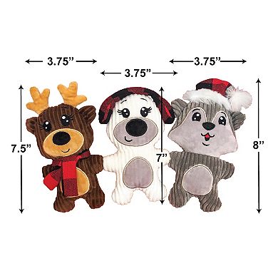 Woof 3-Pack Buffalo Check Characters Pet Toys