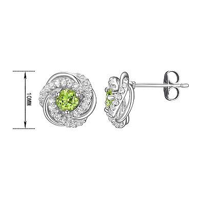 Tokens of Love Sterling Silver Peridot Birthstone Love Knot Stud Earrings